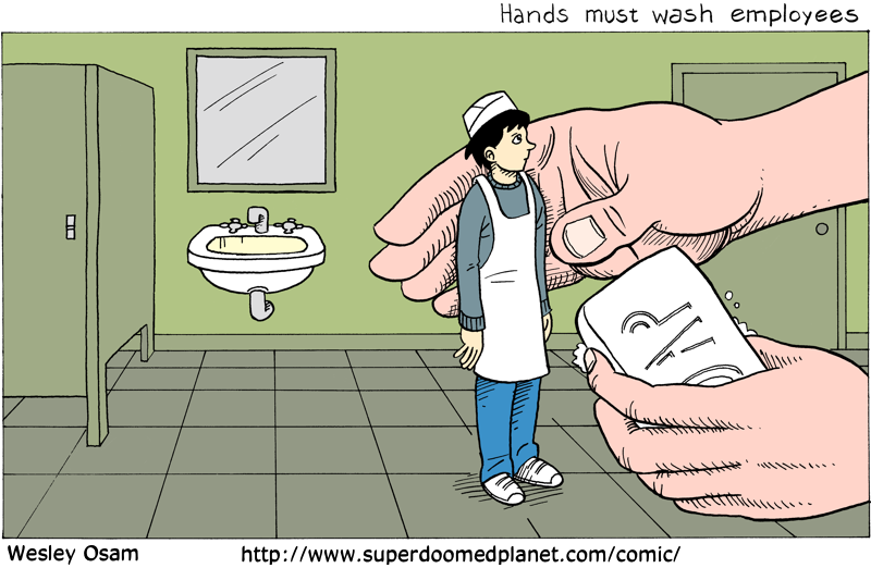 Comic Panel: Hands Must Wash Employees