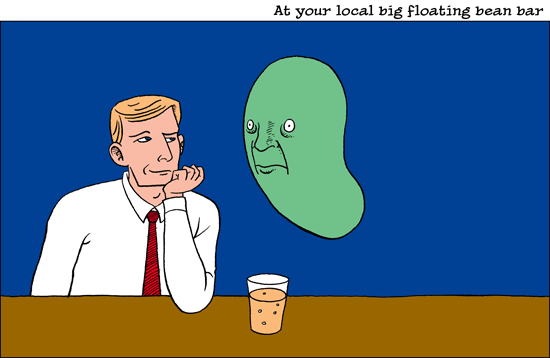 The scene at your local big floating bean bar.