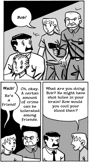 A briefly tense confrontation.