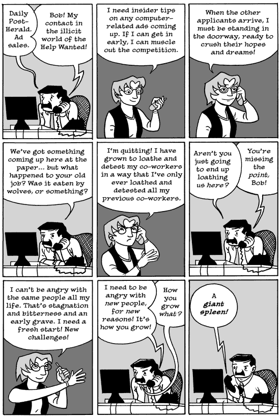 Bob receives an annoying phone call.