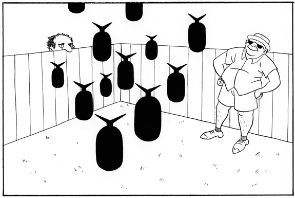 Robert was jealous of his neighbors' bombing lawn.